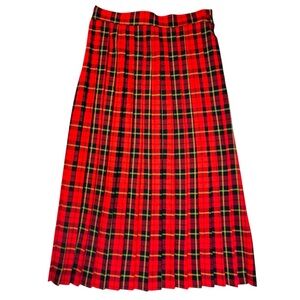 Vintage 90s Tartan Plaid Pleated Long Skirt Leslie Fay Size 12
